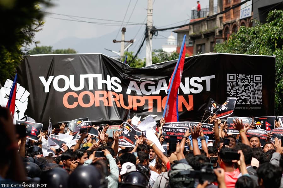 Youth protest against corruption in Nepal